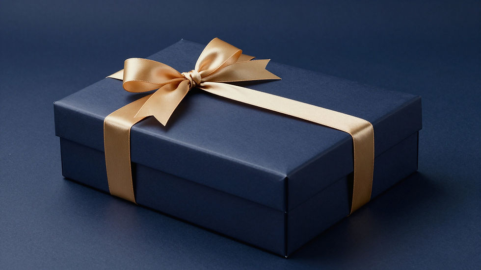 Presente elegante com laço dourado