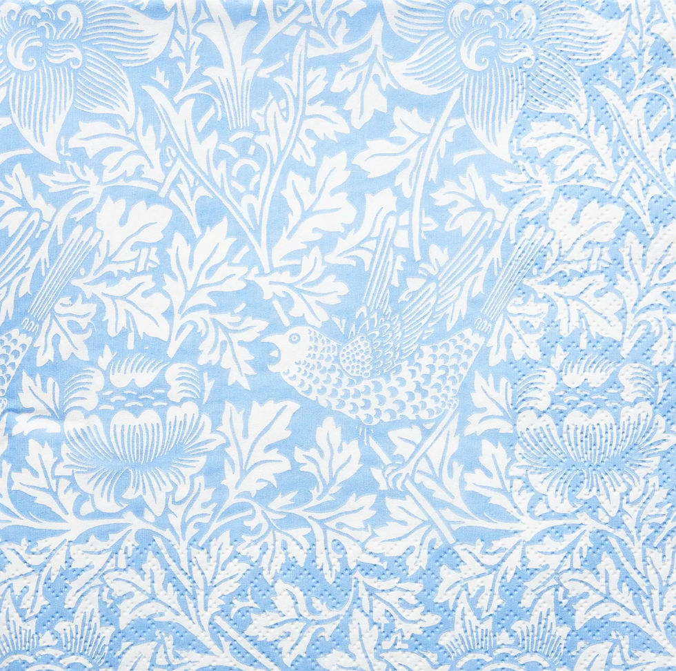 William Morris servetter 'Birds and Anemone Blue' fåglar – 33×33 cm 1881