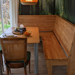 Hoekbank massief eiken. chalet bank. hoekbank chalet. hoekbank massieve houtverbindingen