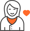 Ícone de uma mulher sorridente, representando os benefícios do programa de indicação do software odontológico da Clinicorp
