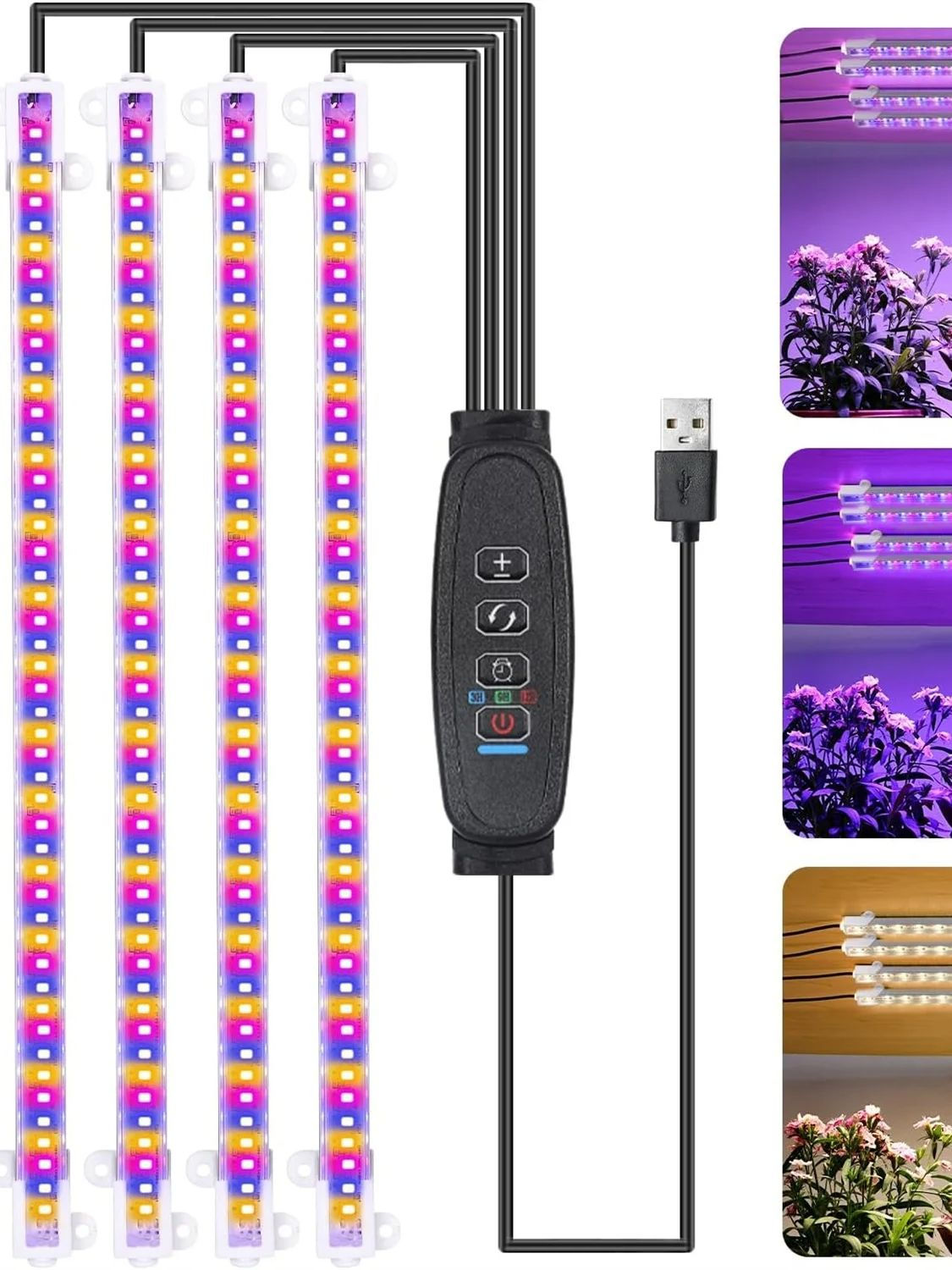 3-Color USB LED Grow Light | Phyto Light for Seedlings & Houseplants