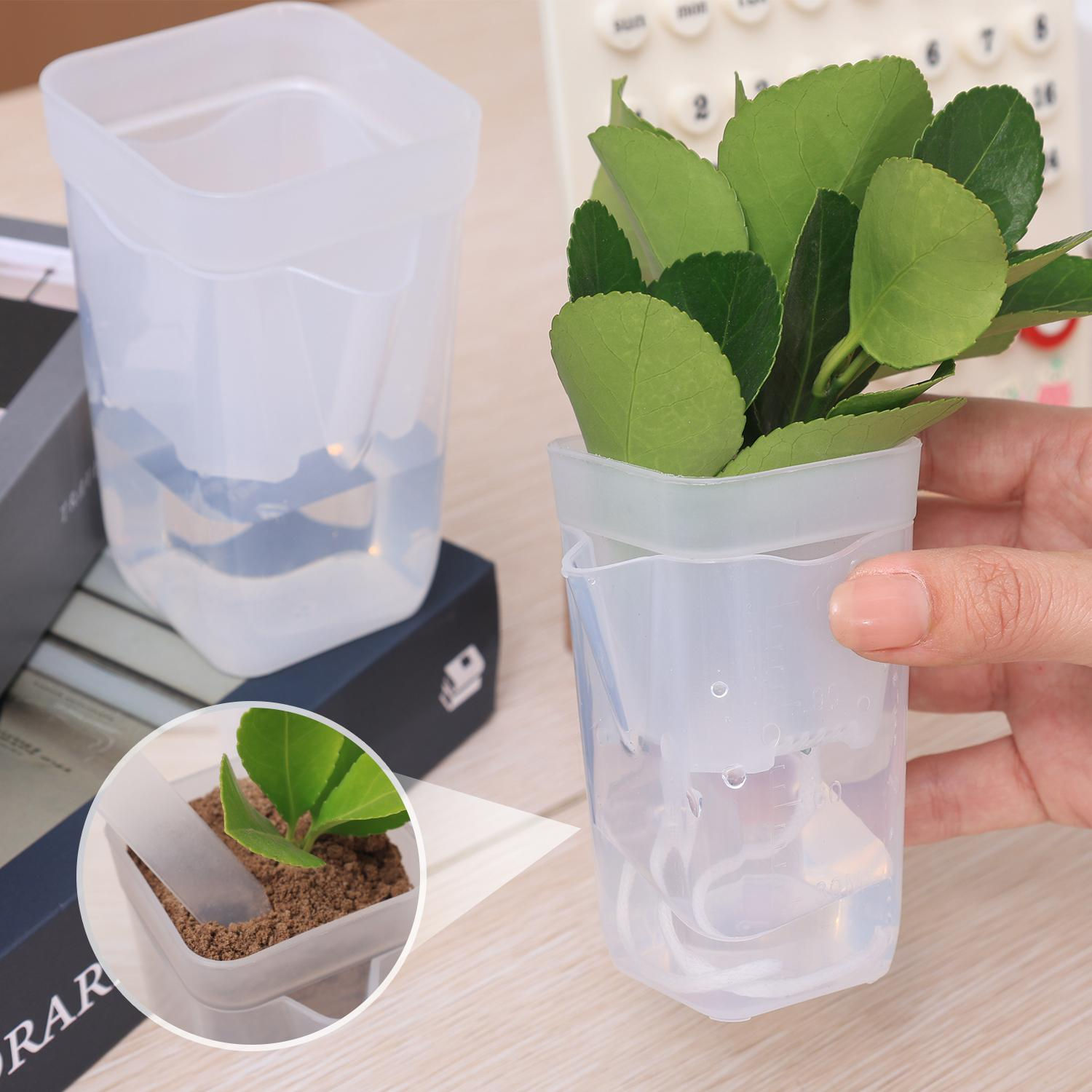 Transparent Self-Watering Plant Pot with Drainage