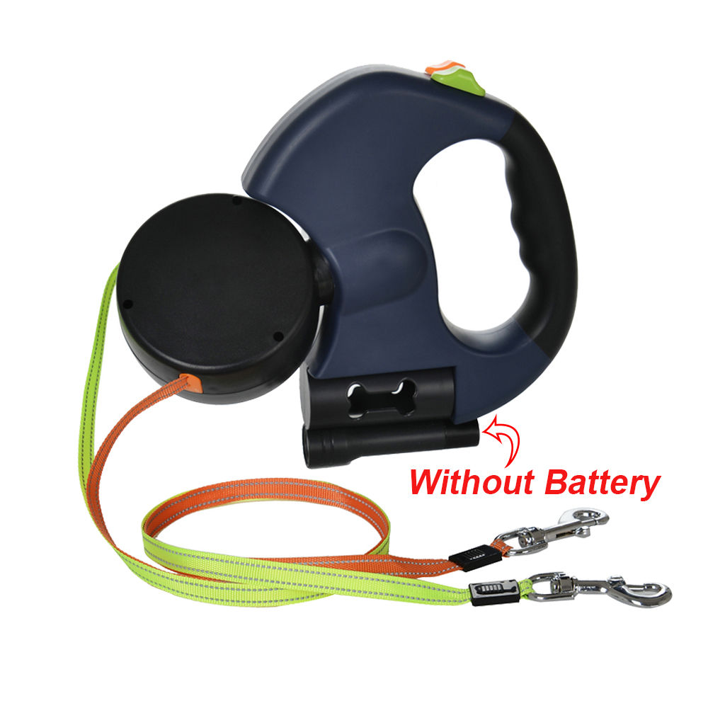 Dual Dog Lead — Retractable Double Lead with LED Light & Reflective Strip