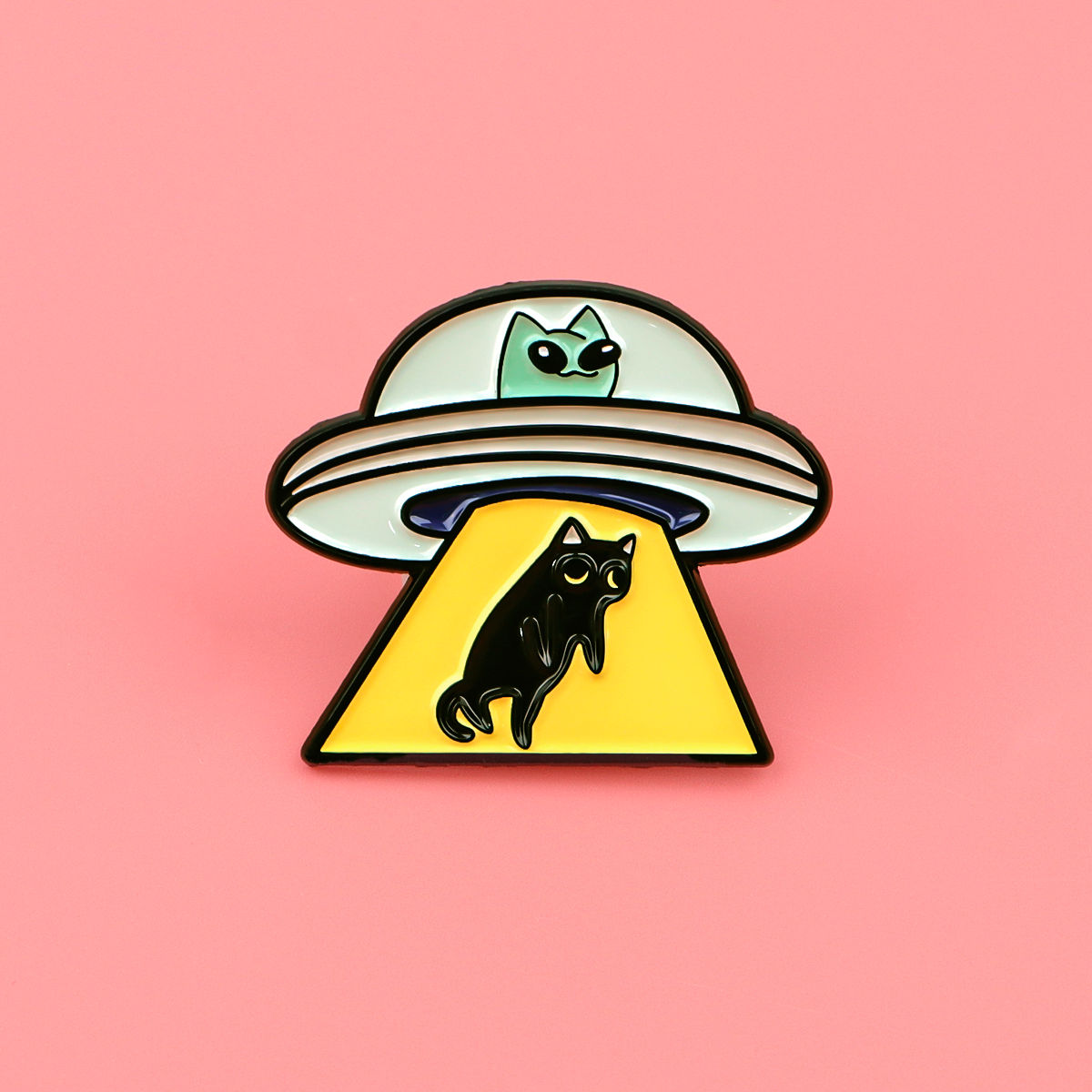UFO Alien & Black Cat Enamel Pin