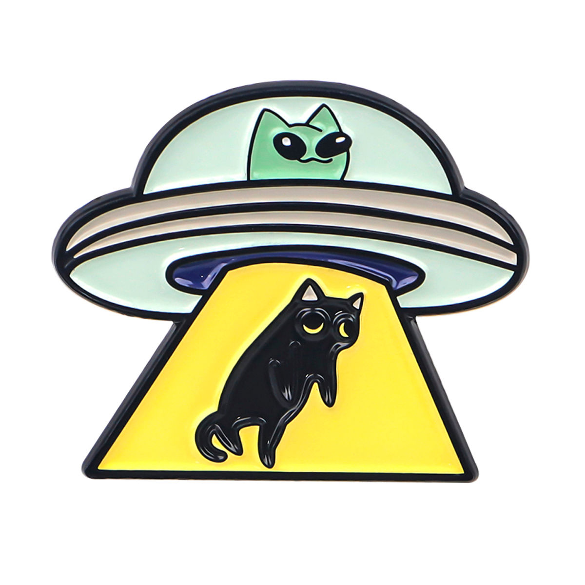 UFO Alien & Black Cat Enamel Pin