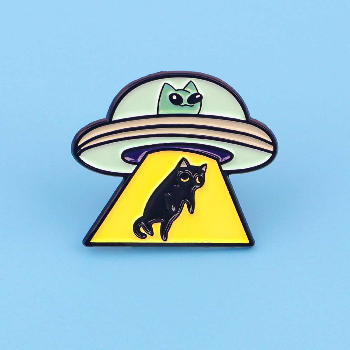 UFO Alien & Black Cat Enamel Pin