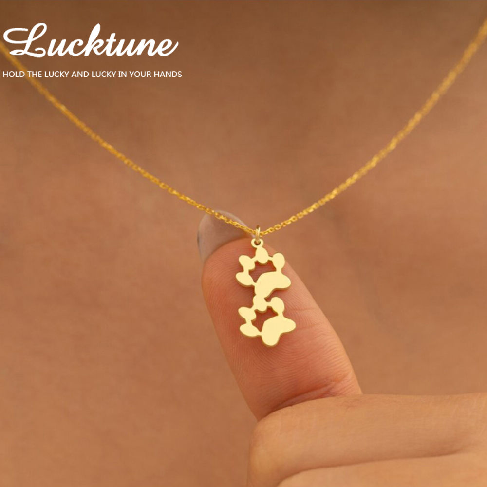 Paw Print Pendant Necklace — Stainless Steel Dog & Cat Paw Chain Necklace for Wo