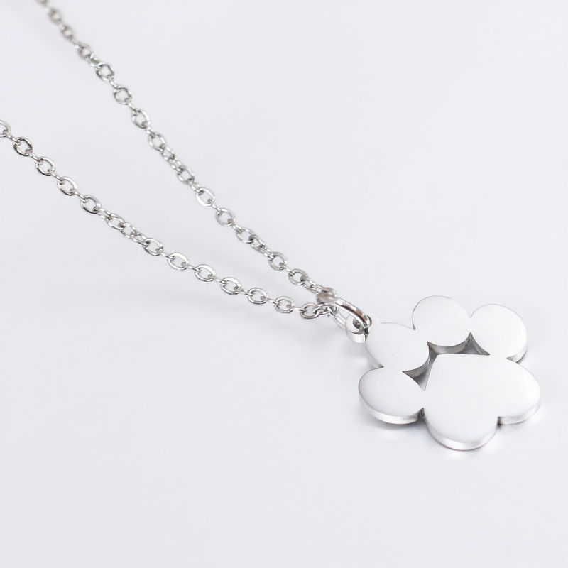 Stainless Steel Cat Paw Pendant Necklace | Animal Paw Charm Choker