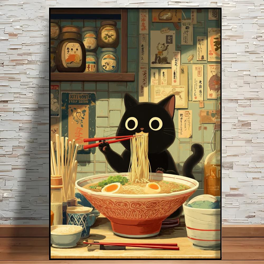 1PC Noodle Cat Thief Anime Poster Modern Aesthetic Wall Art Print Room Decoratio