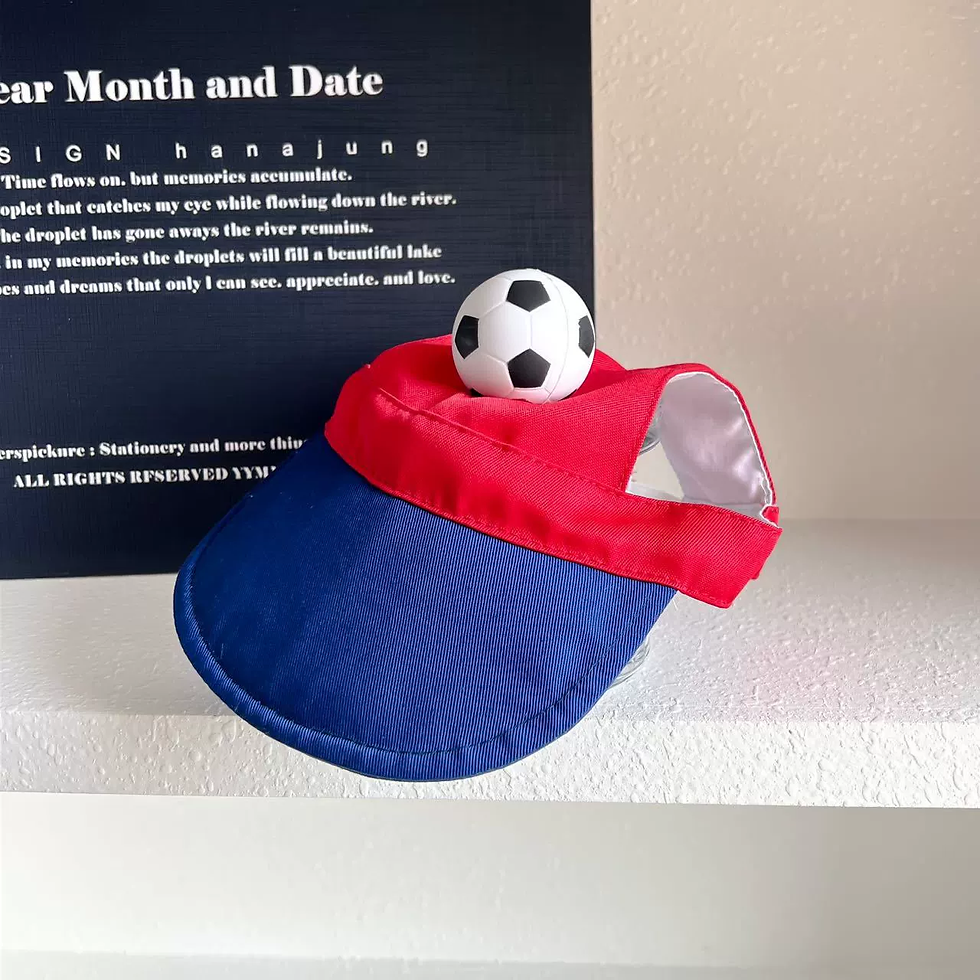 Thumbnail: 026 World Cup Pet Sun Hat — Adjustable Football Cap wt Ear Holes for Dogs & Cat