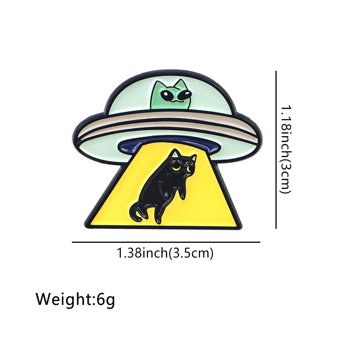 UFO Alien & Black Cat Enamel Pin