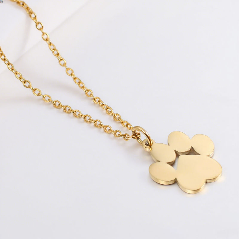 Stainless Steel Cat Paw Pendant Necklace | Animal Paw Charm Choker