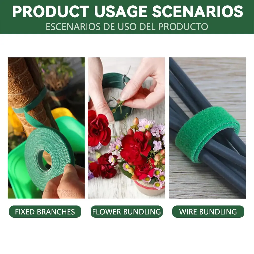 Reusable Plant Tie Tape — Adjustable Hook & Loop Garden Ties for Indoor/Outdoor