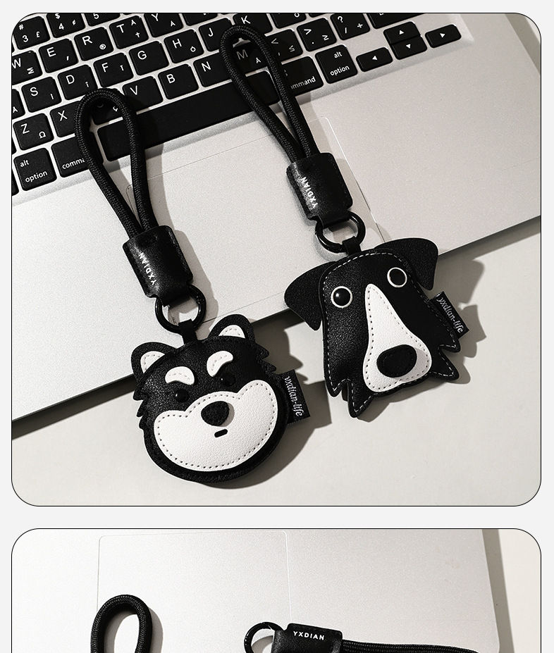 Trendy Leather Pet Keychain | Cute Puppy & Cat Design Charm