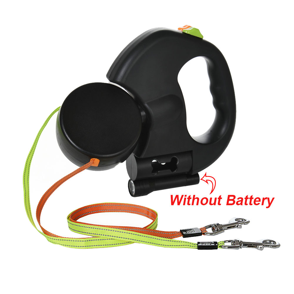 Dual Dog Lead — Retractable Double Lead with LED Light & Reflective Strip