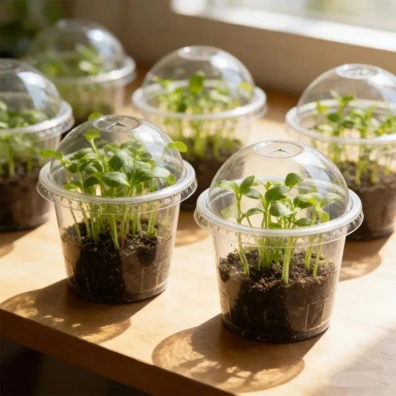 Clear Nursery Seedling Cups with Lids
