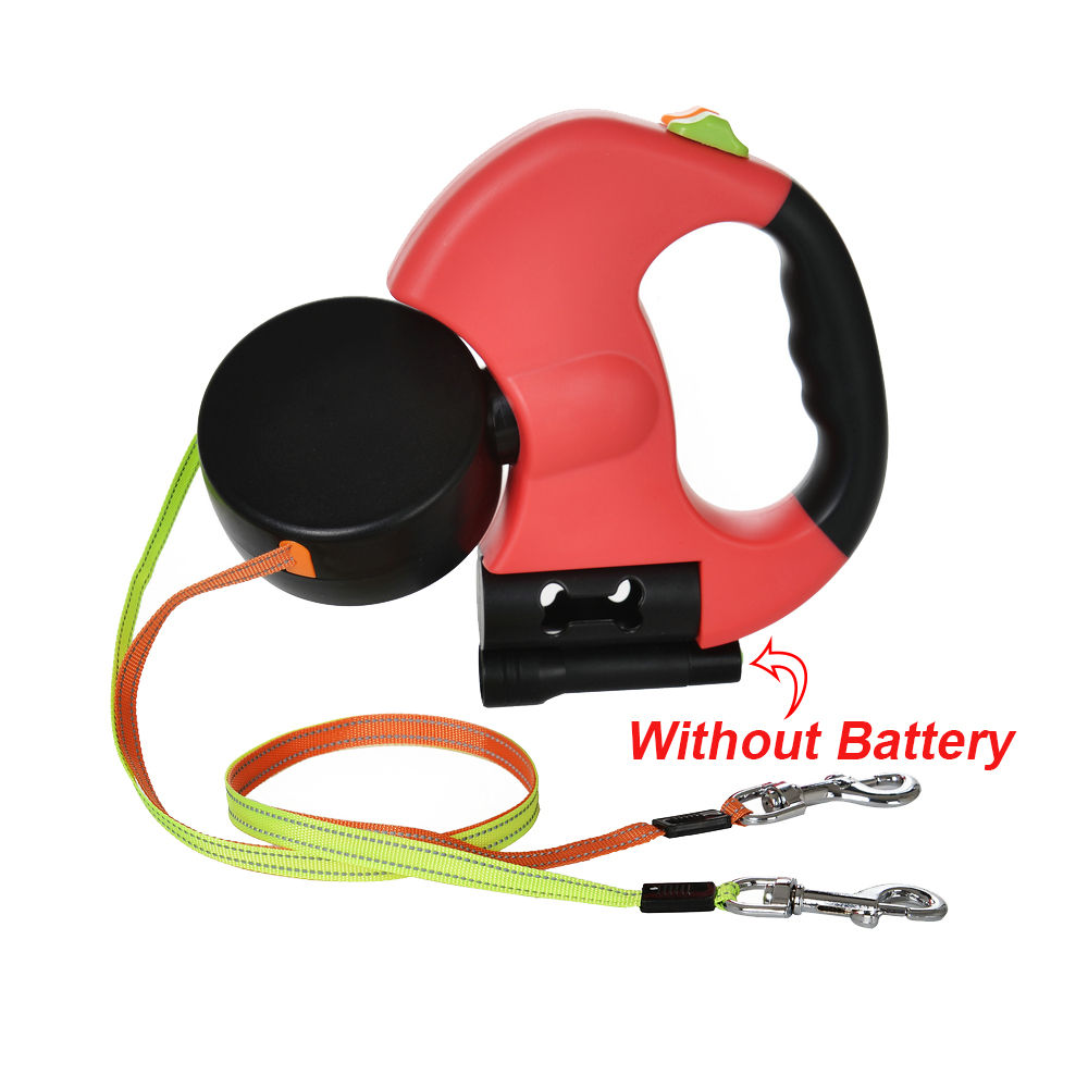 Dual Dog Lead — Retractable Double Lead with LED Light & Reflective Strip