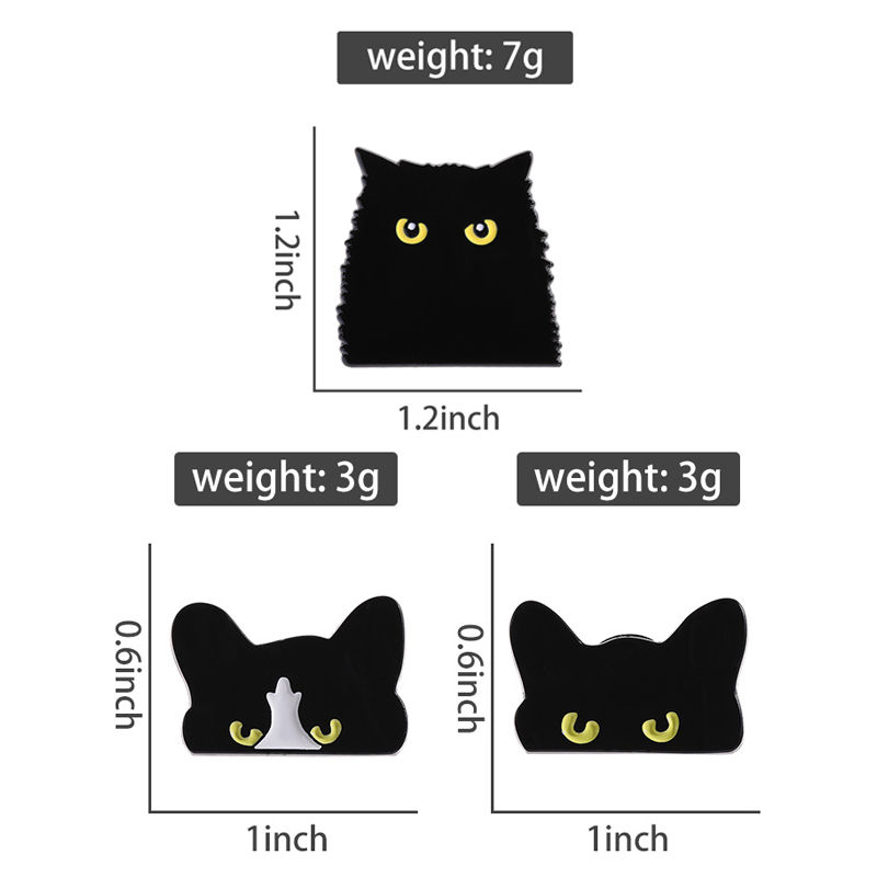 Cartoon Black Peeping Cat Enamel Pin