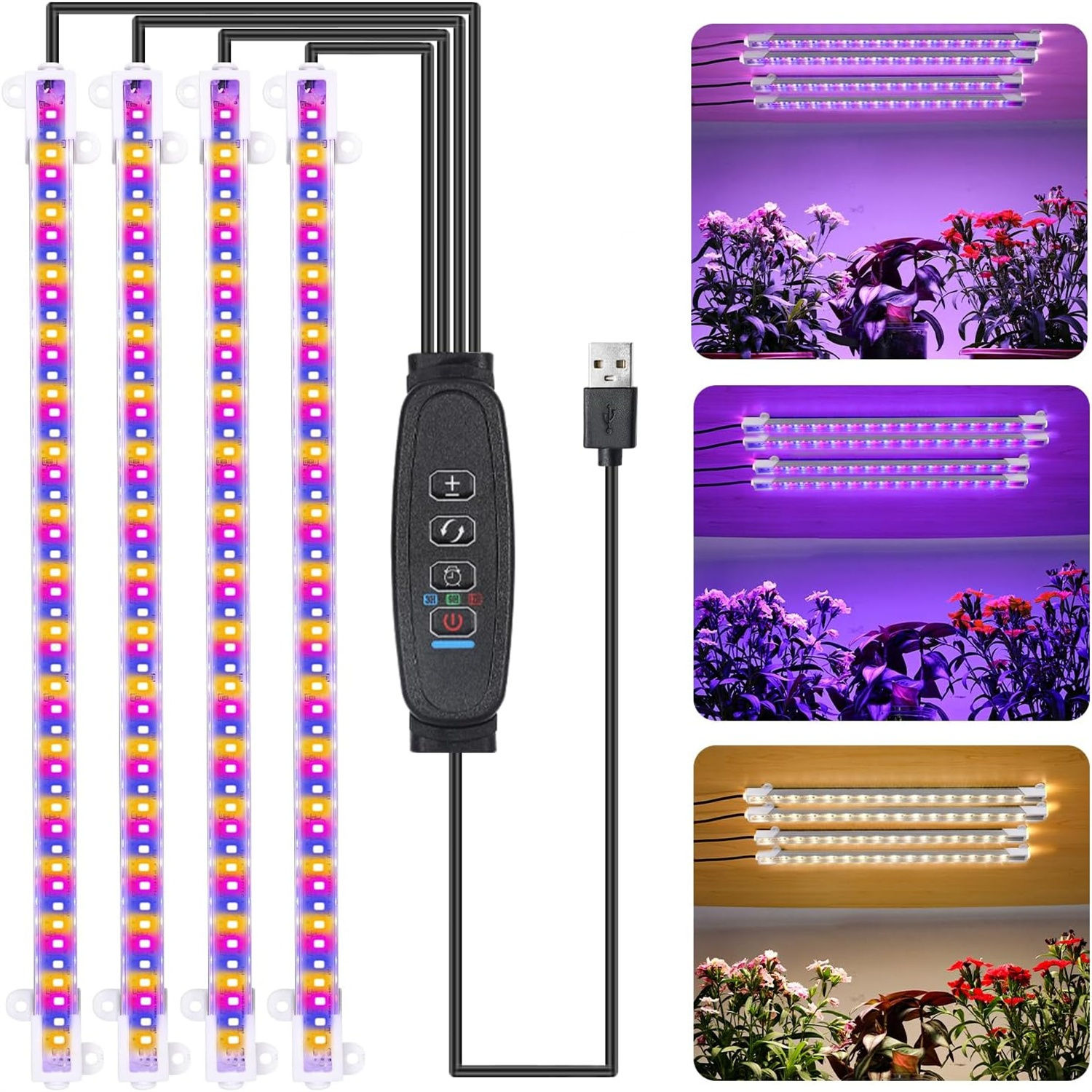 3-Color USB LED Grow Light | Phyto Light for Seedlings & Houseplants