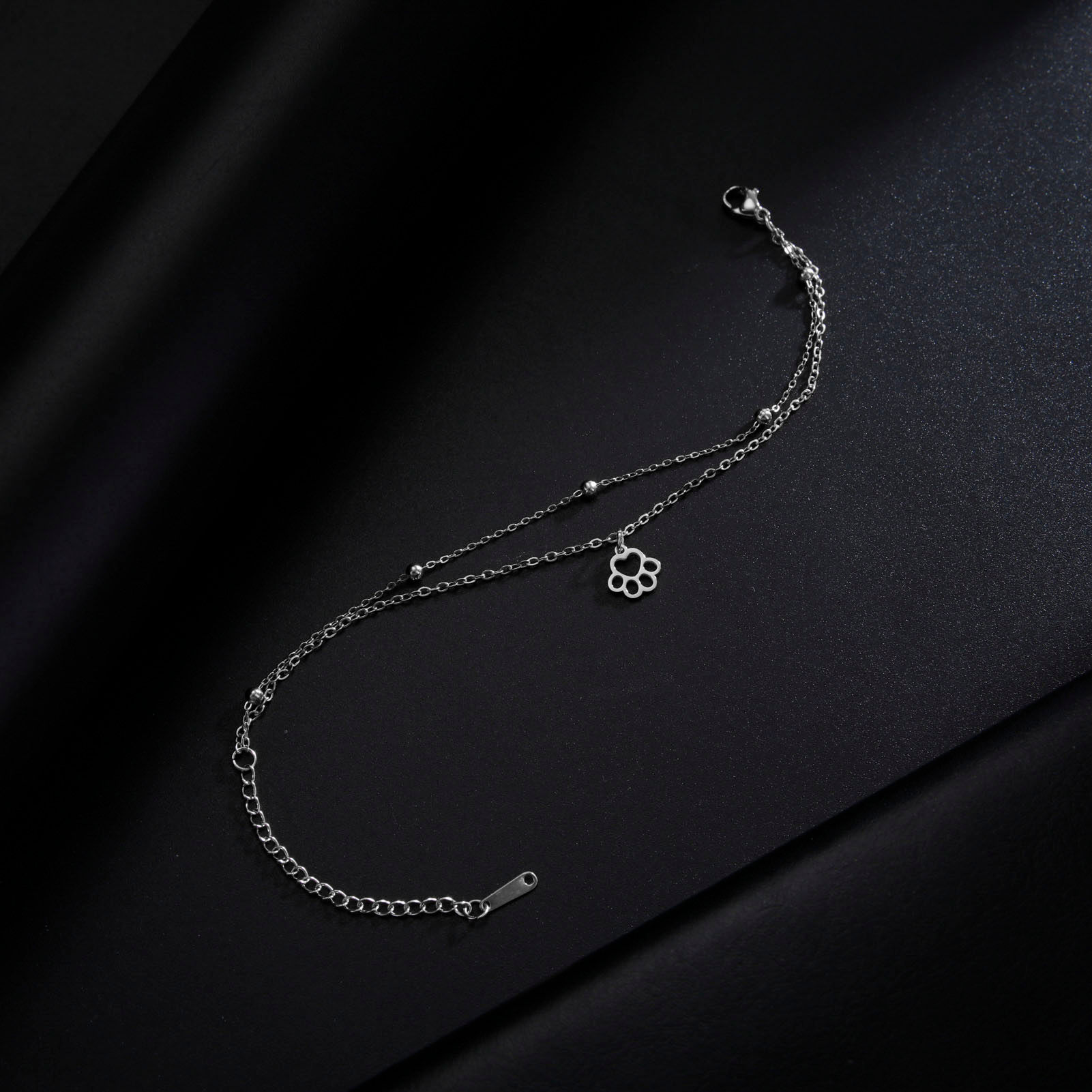 Dog & Cat Paw Double Chain Bracelet — Stainless Steel