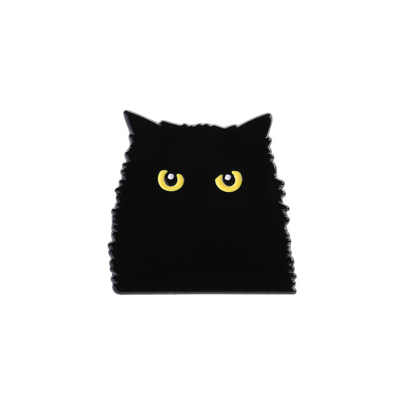 Cartoon Black Peeping Cat Enamel Pin