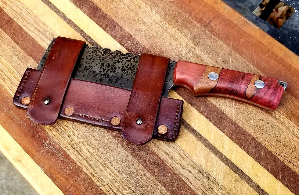 Thumbnail: Full size Cleaver.  01 Tool steel, spalted Maple.