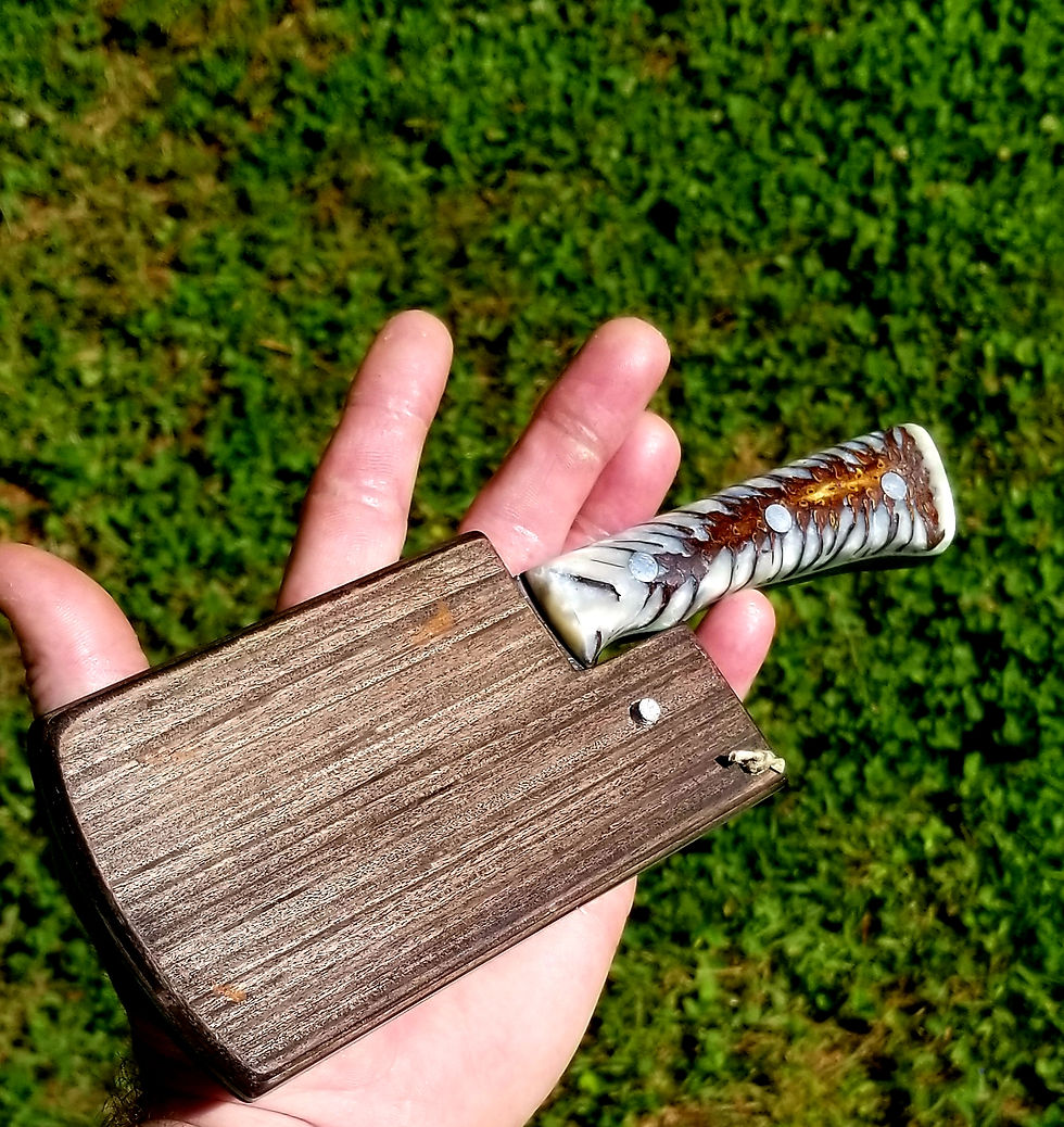 Thumbnail: Mid size Stainless Steel cleaver, wooden sheath