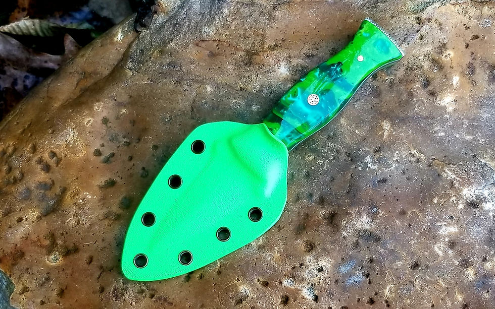Thumbnail: Stingray oyster knife - synthethic resin green/blue.