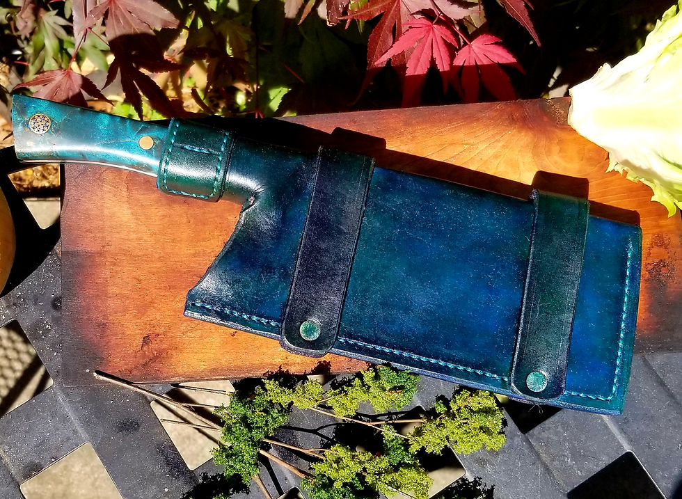 Thumbnail: Cleaver with blue maple burl handle