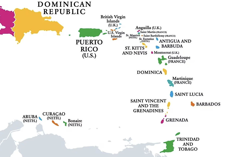 caribbean map french islands