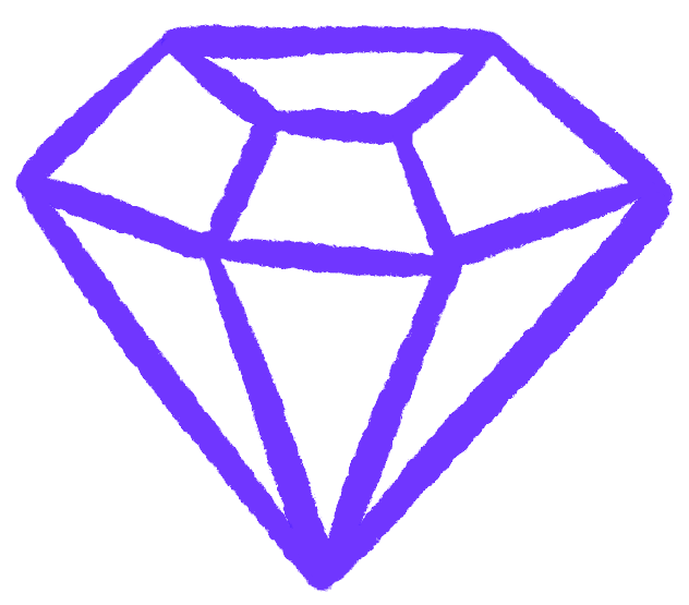 Outline illustration of purple diamond