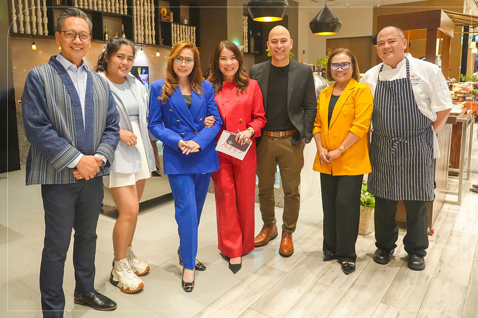 L-R: Savoy Hotel Manila (SHM) General Manager Den Navarro, Media Friends & Ivan Agote Assistant Regional Director Dept of Tourism NCR, & Savoy Hotel Manila Executive Chef Kit Carpio