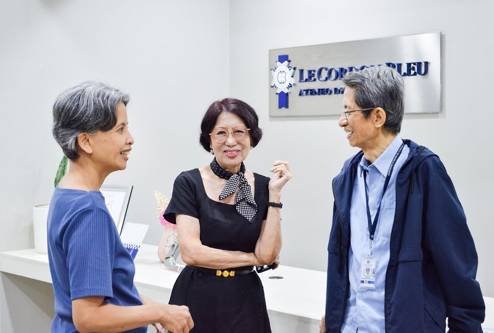 L-R: Estela Duque, Felice Sta. Maria, and Dr. Fernando Zialcita. (Photo courtesy of Le Cordon Bleu Ateneo de Manila University.) Photographer - Iris C. Wong (Sources: https://www.facebook.com/share/1NjrnZbRKx/, https://www.facebook.com/share/1QZEaoCvXH/)