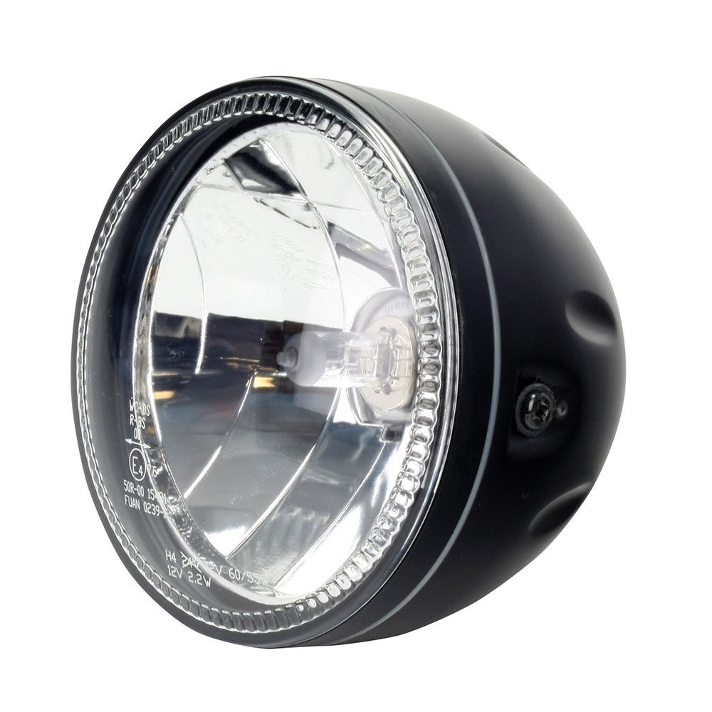 Farol Homolgado 5 3/4" Headlight - Side Mount, Matt Black