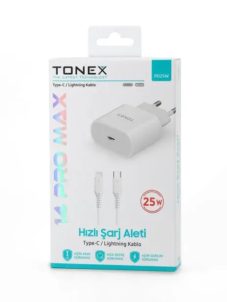 Küçük resim: Tonex Şarj Cihazı 25W Hızlı Şarj Type-C / Ligthning