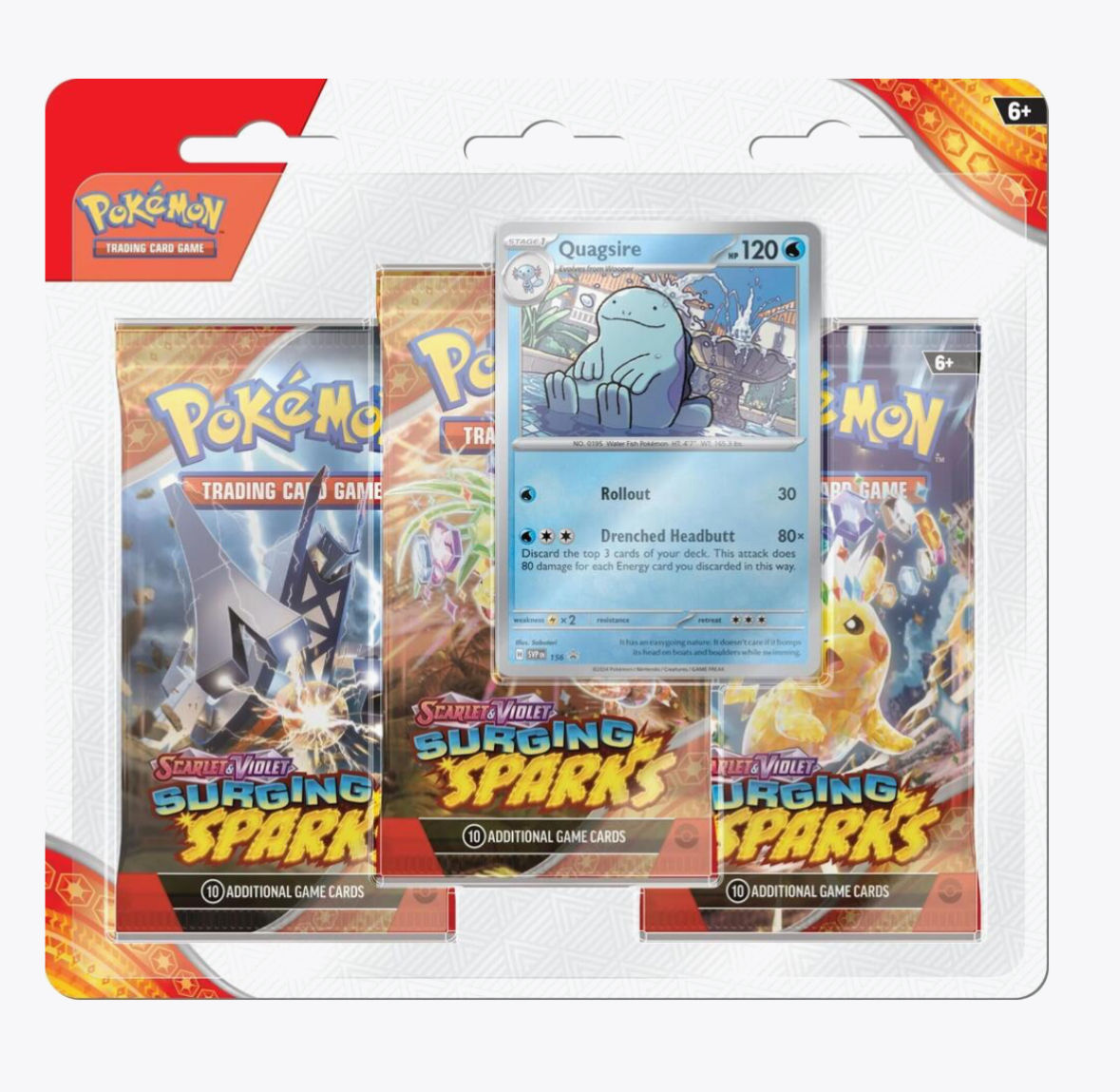 Pokemon Surging Sparks 3-Pack Blister (Quagsire or Zapdos)