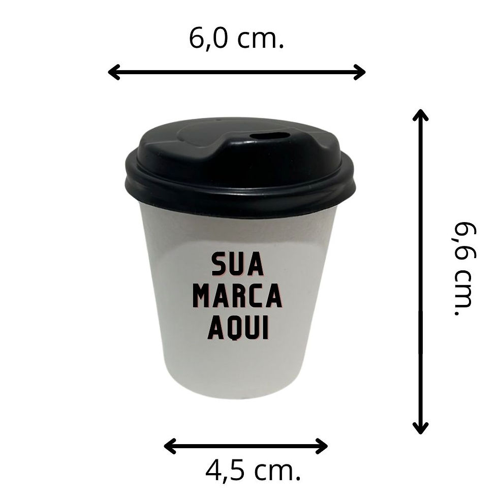 Copo 100 ml com Tampa Preta - Medidas