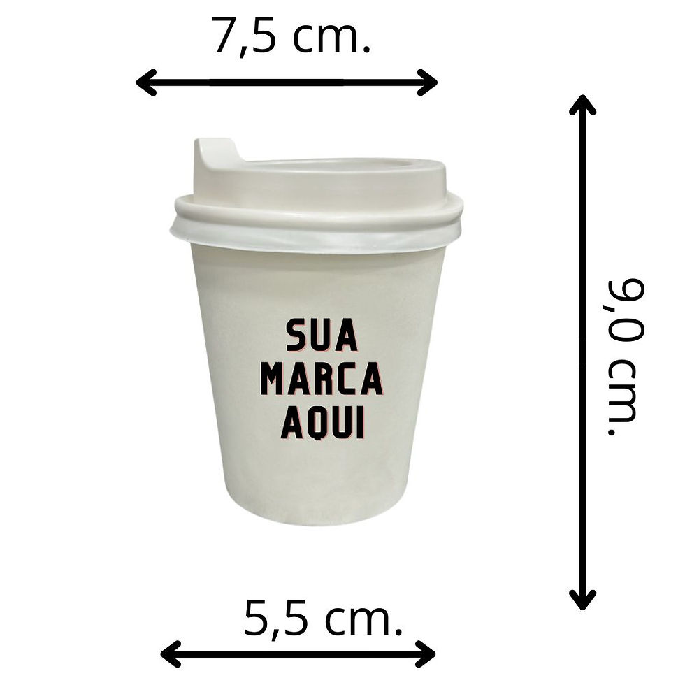 Detalhe do copo de papel cartão 210 ml — material biodegradável