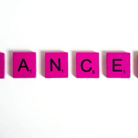 Scrabble Style Letter in Hot Pink Spelling Out Cancer Plant Based for Life Nutritionist