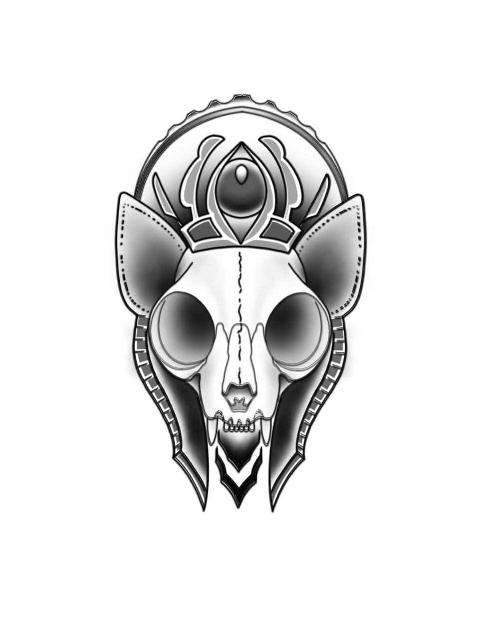 Black and grey skull with crown tat