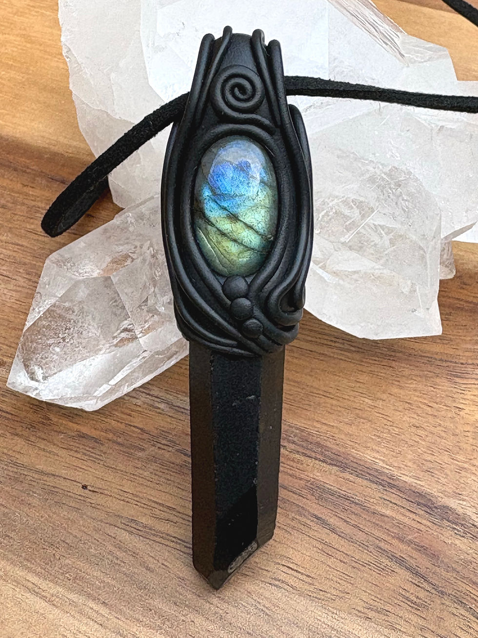 Thumbnail: Labradorite & Smokey Qtz Pendant