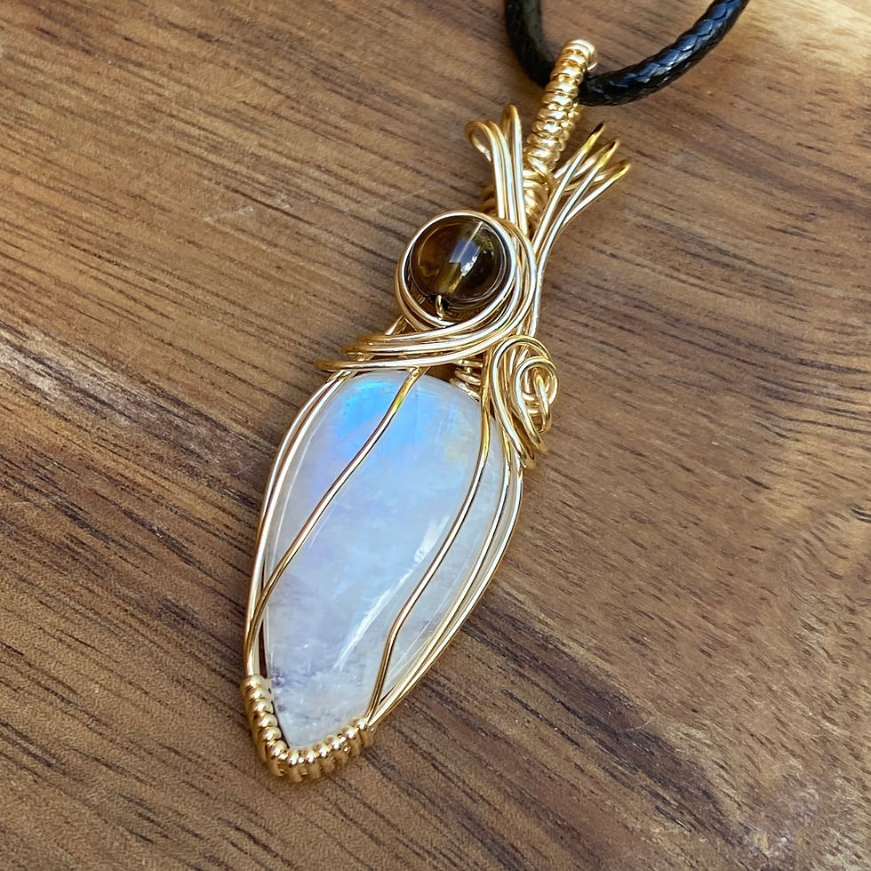 Thumbnail: Moonstone & Smokey Qtz Pendant - Gold