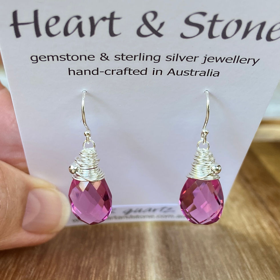 Thumbnail: Bright Pink Qtz Earrings - Silver