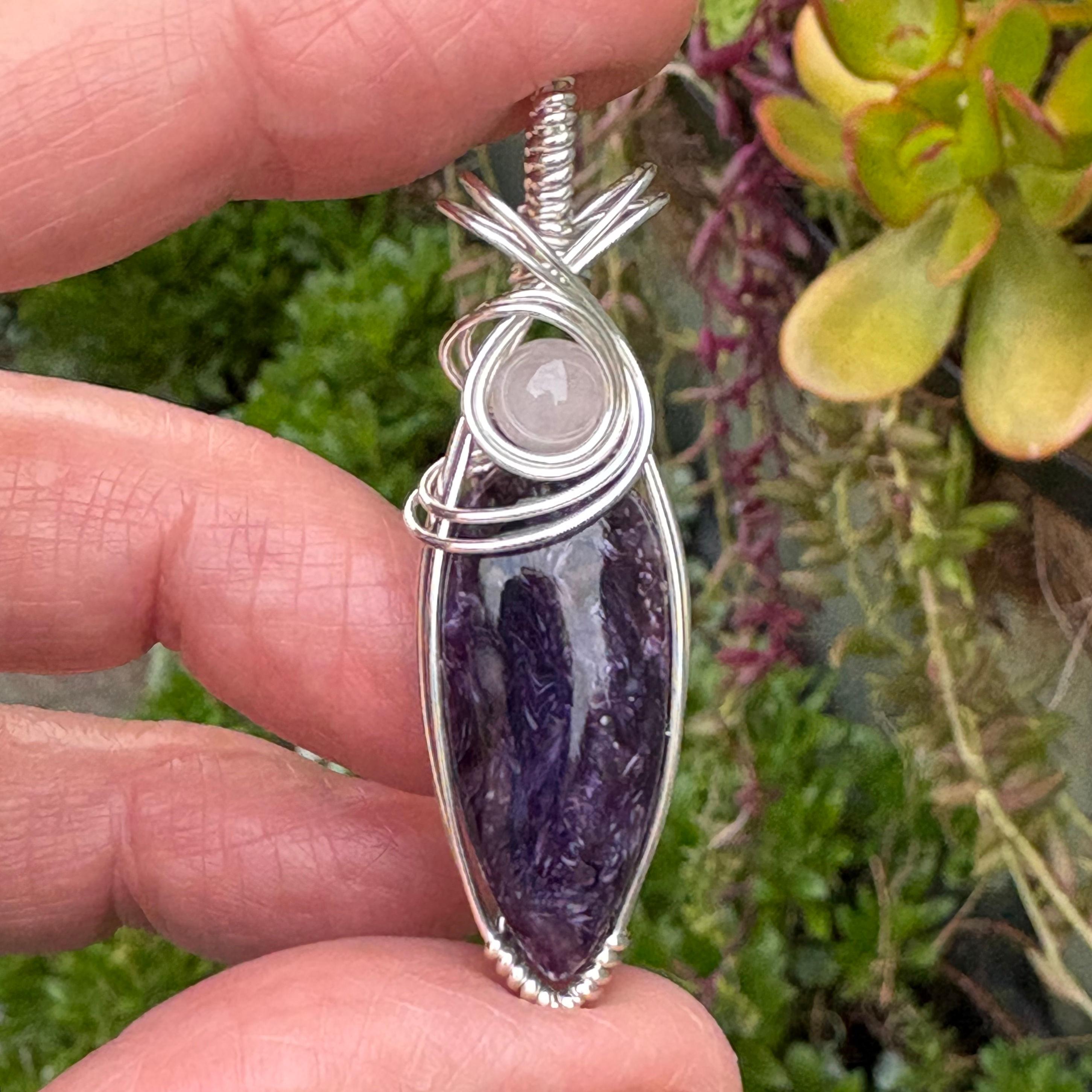 Charoite & Rose Quartz Pendant