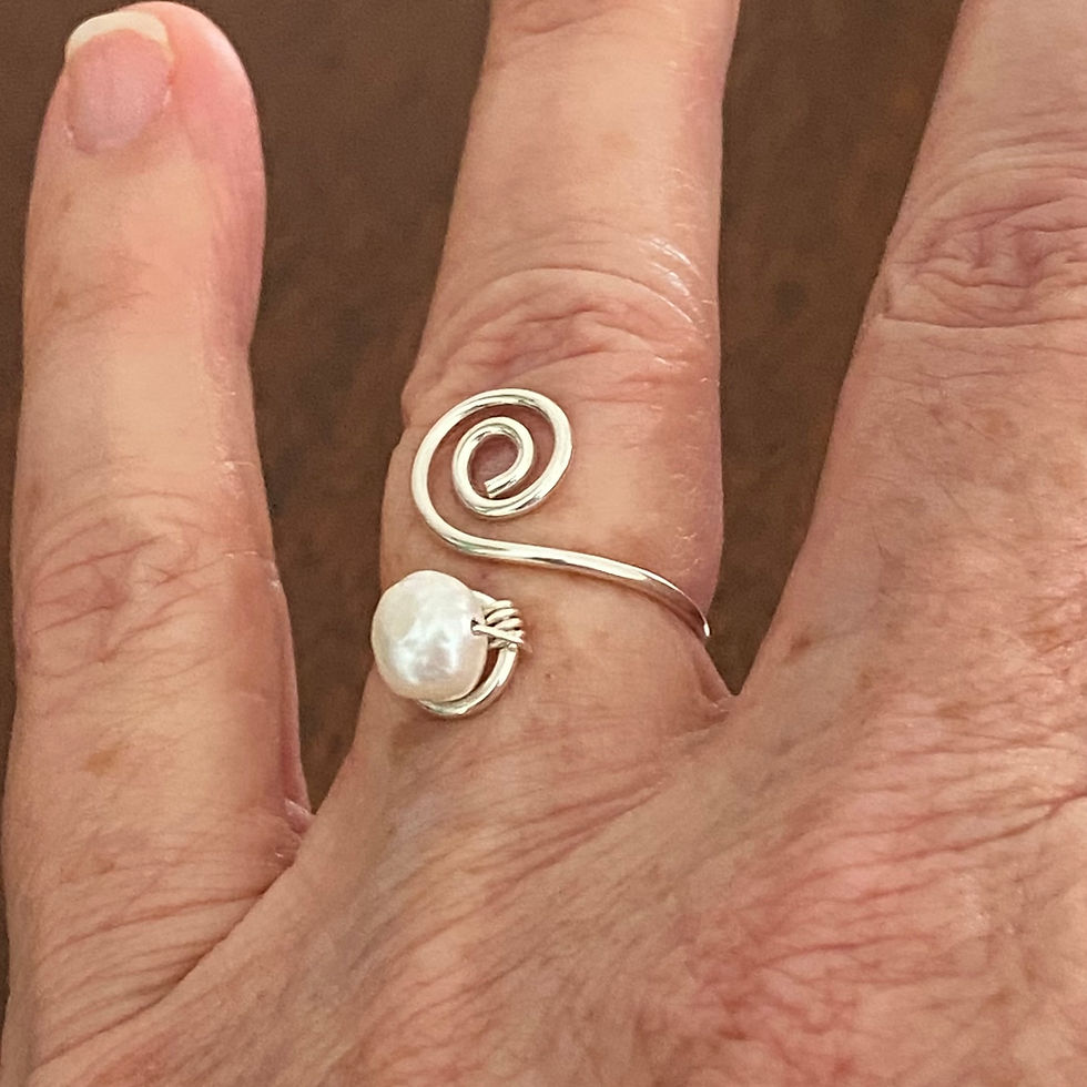 Thumbnail: Pearl & Spiral Ring Size 6
