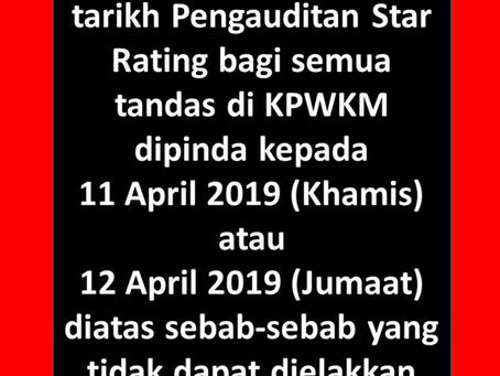 PINDAAN PENGAUDITAN DAN STAR RATING KEBERSIHAN TANDAS DI KPWKM