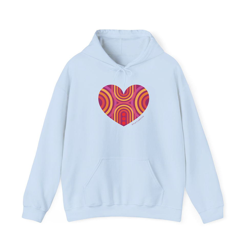 Thumbnail: Colourful Heart Pattern Hoodie, Cozy Sweatshirt, #HeartsInMotion