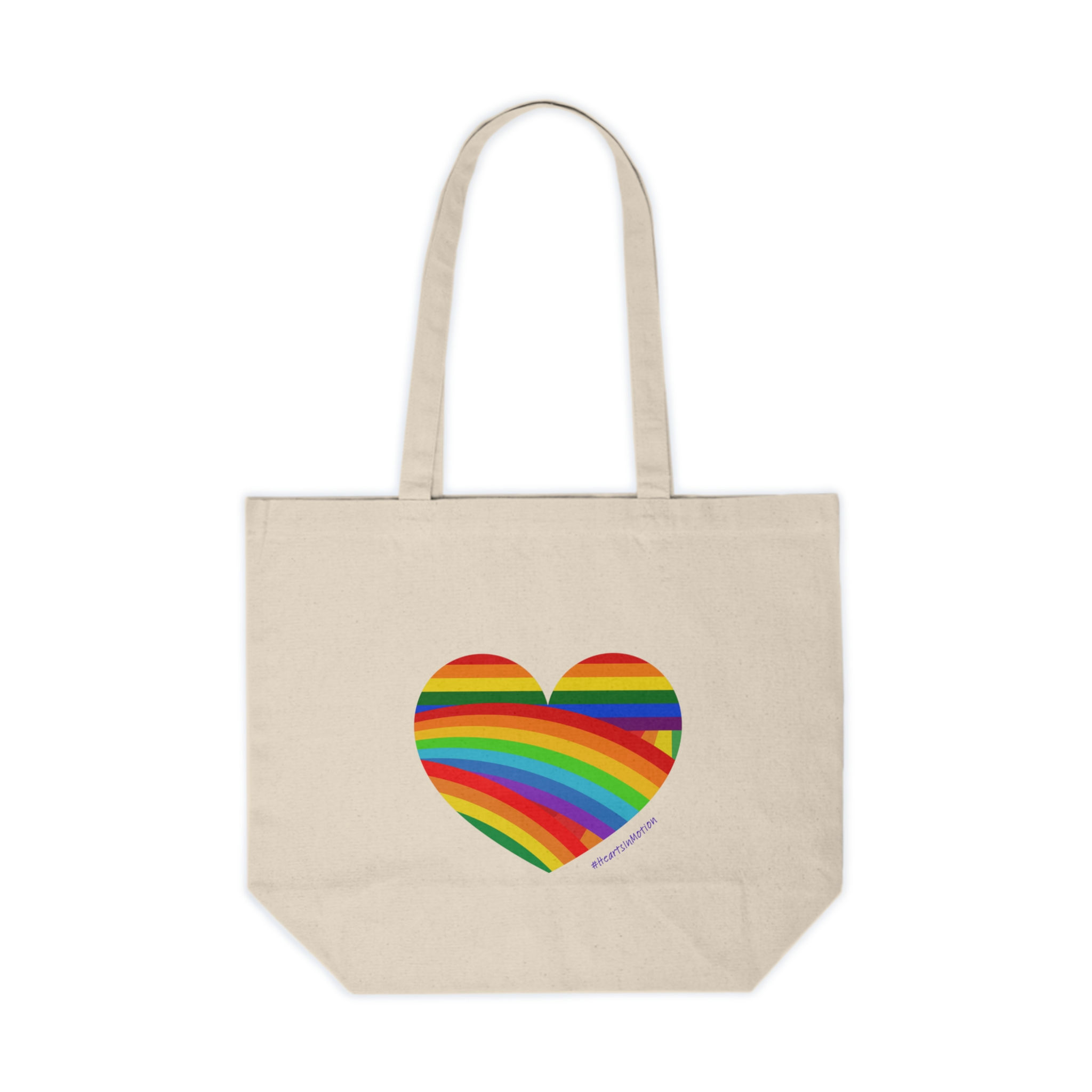 Rainbow Heart Canvas Shopping Tote - Eco-Friendly, Stylish, Perfect for Pride 
