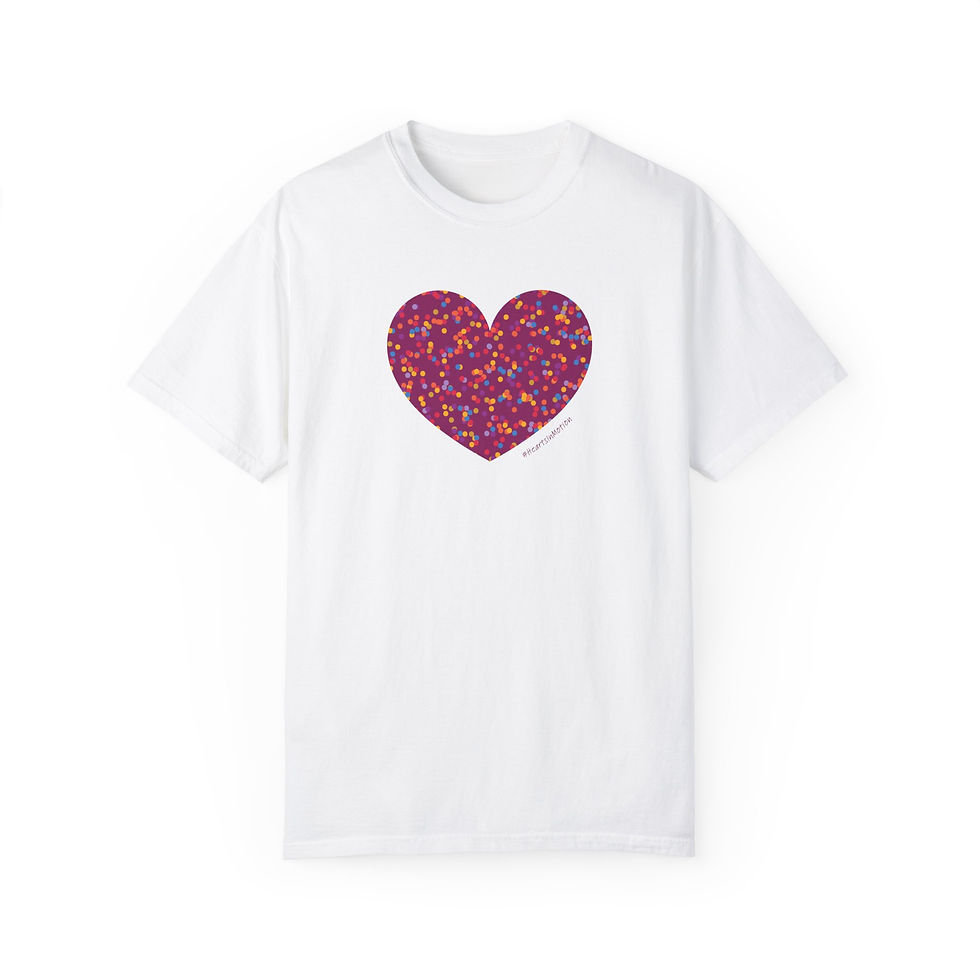 Thumbnail: Heart Print Unisex Garment-Dyed T-Shirt - Vibrant Love Design