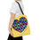 Thumbnail: Yellow Tote Bag with Colorful Chain-Pattern Heart — #HeartsInMotion